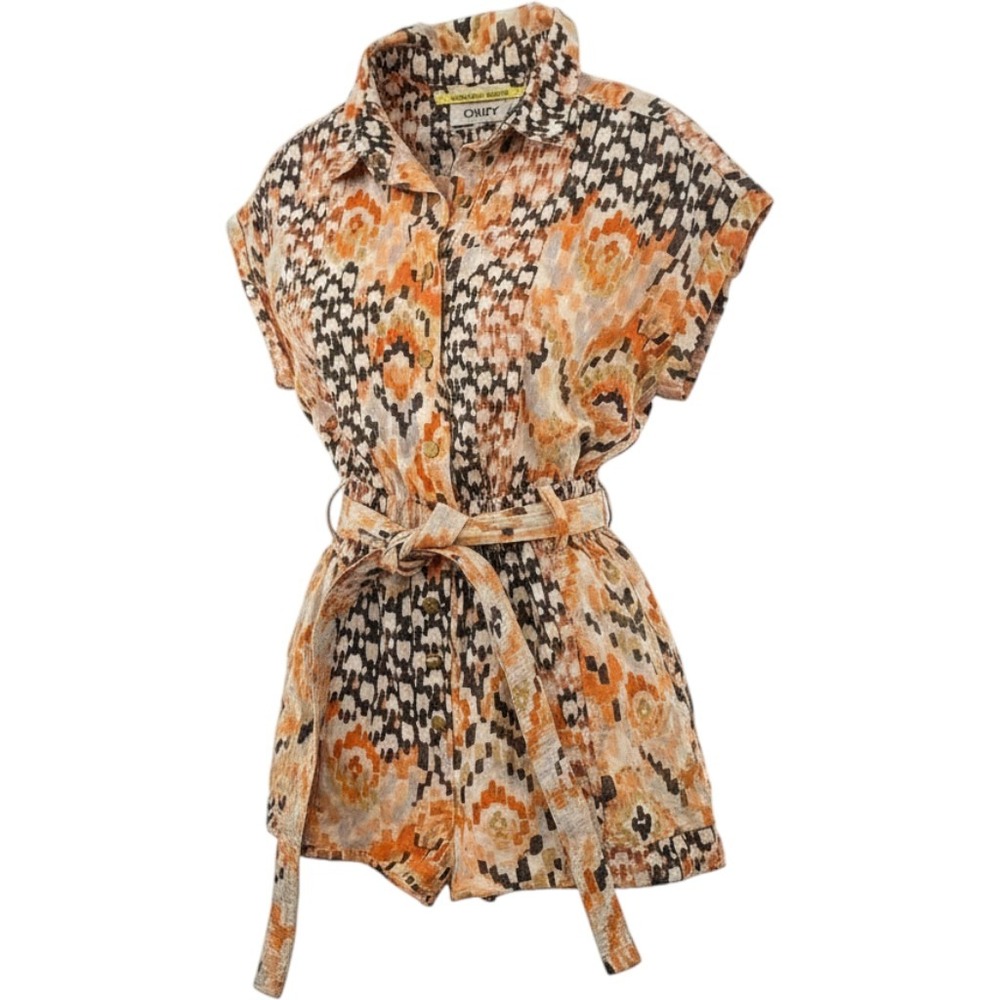 Chufy Womens Ikat Romper‎ Belted Organic Cotton Boho Resort Jumpsuit